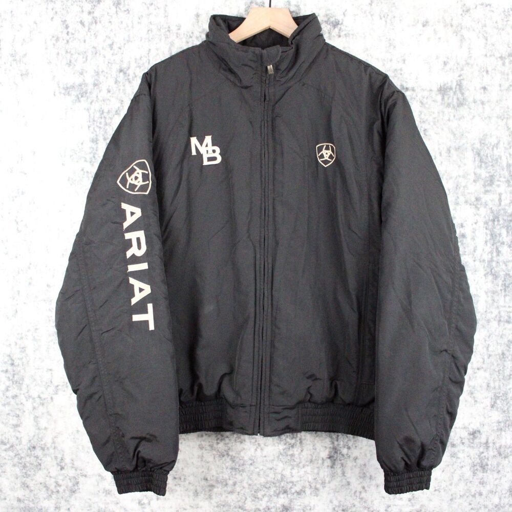 Ariat Jacket Mens M Black Team Logo Insulated Concealed Carry Bomber *LOGO*